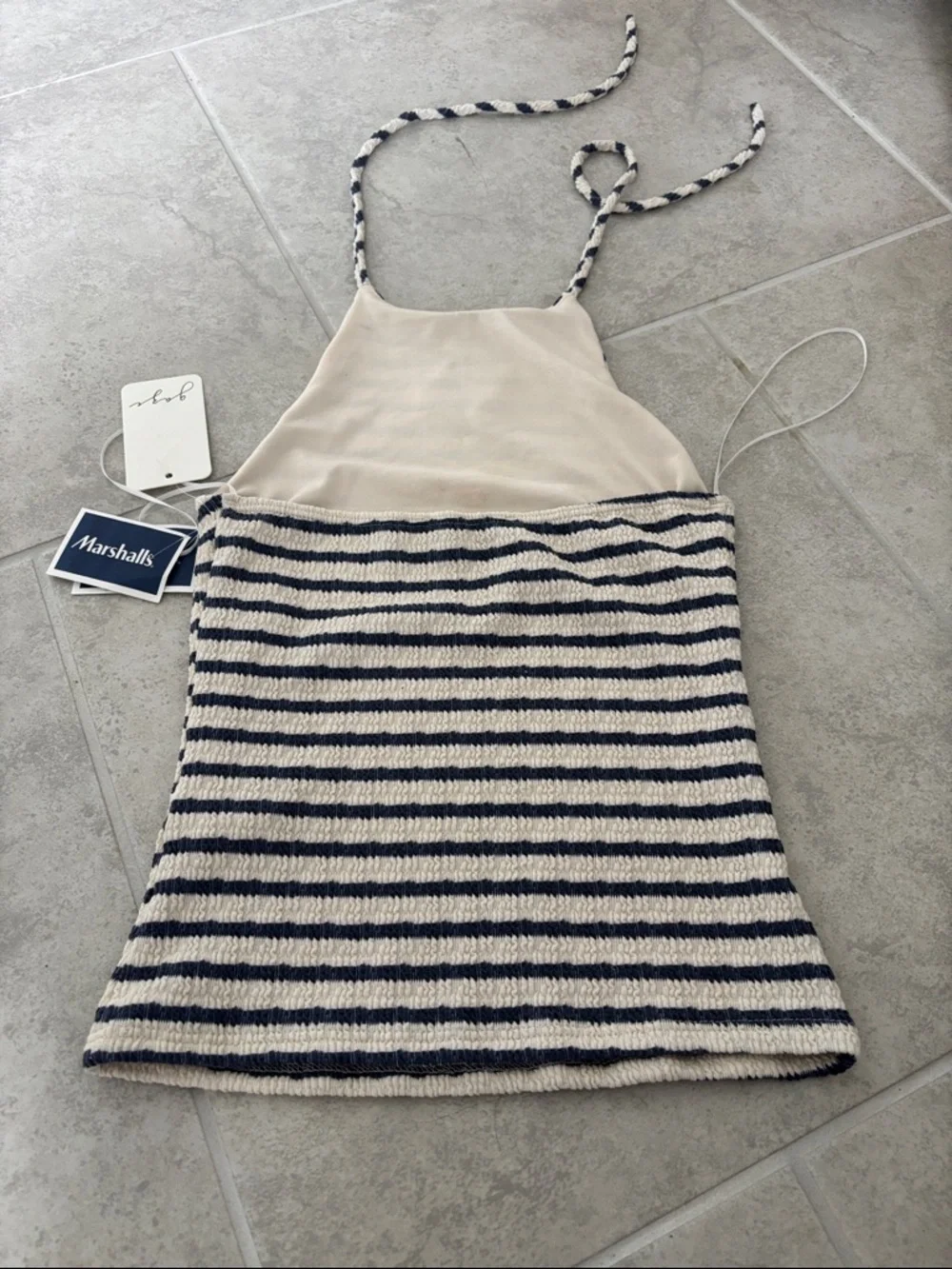 Marshalls Navy & Cream Striped Halter Knit Top - Picture 2 of 2